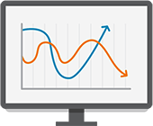 A computer monitor displaying a graph
