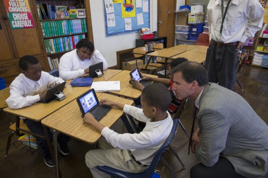 Students using EasyTech