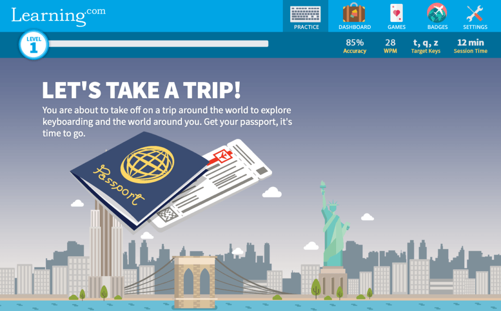 A preview image from Learning.com's Adaptive Keyboarding solution