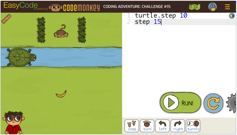 Screenshot of CodeMonkey challenge #15