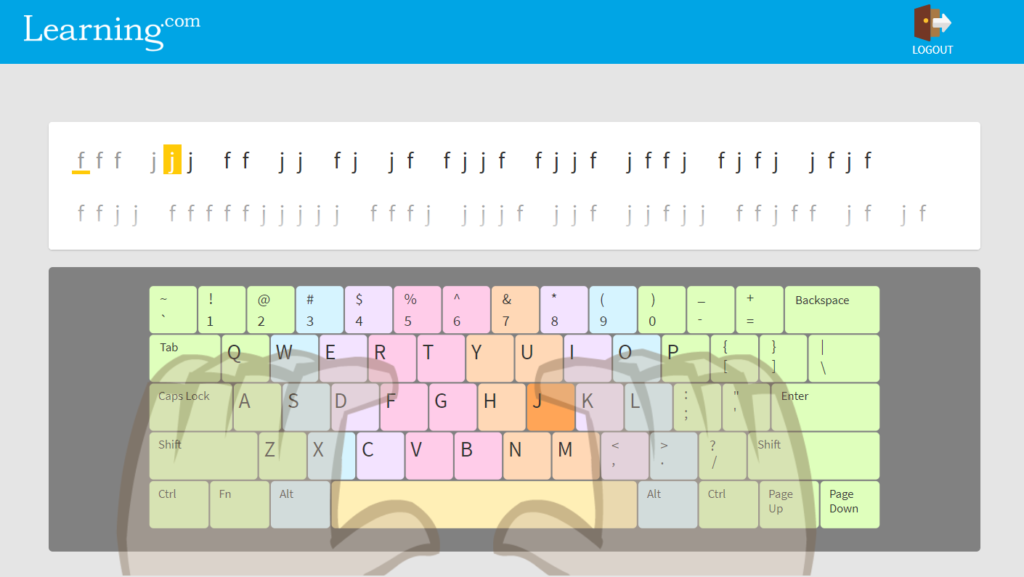 Image of a Guided Practice keyboarding exercise