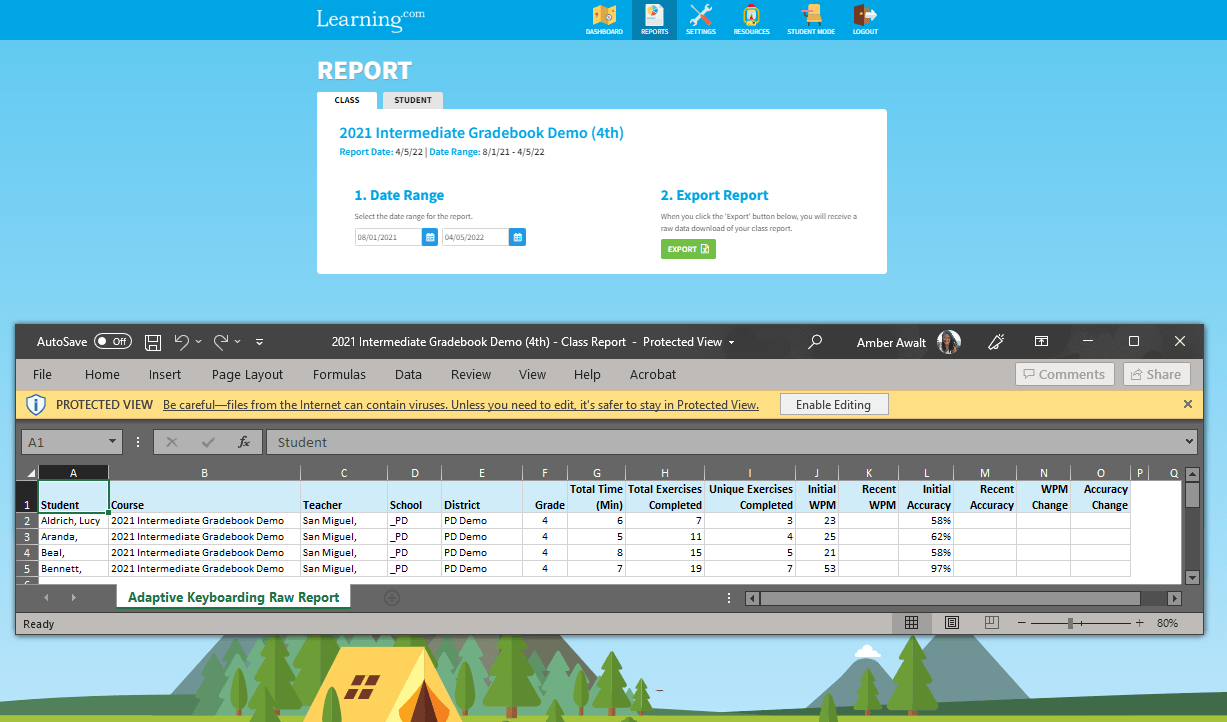Reports and data export