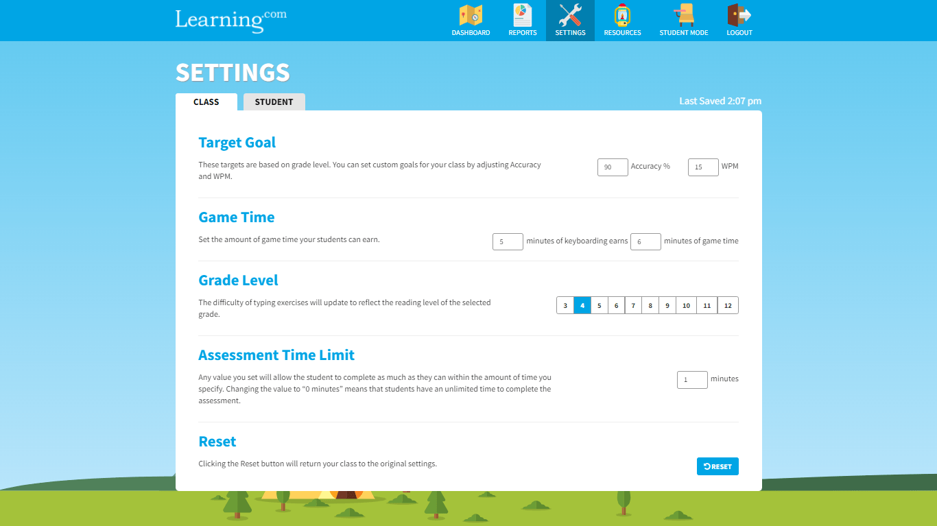 Settings and adjustments