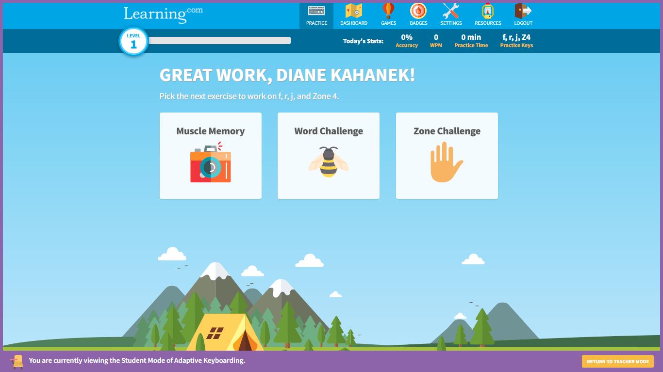 Student mode experience