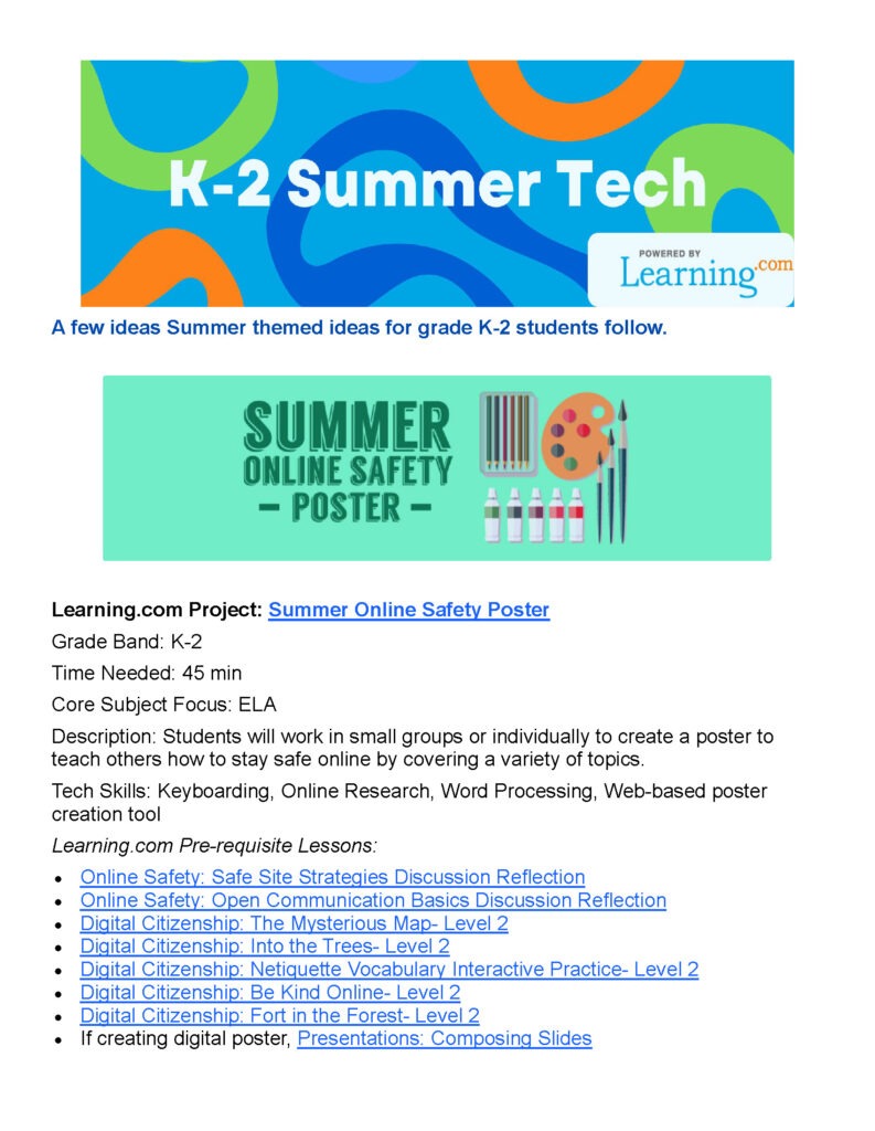 K-2 Summer Tech