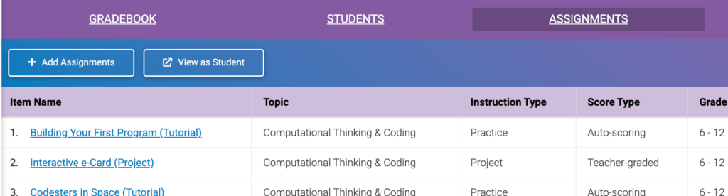 Complete lessons like student