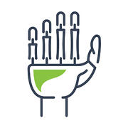Robot hand icon representing virtual robotics