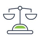Icon of balancing scales to represent equity