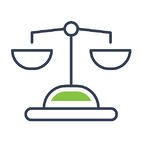 Icon of balancing scales to represent equity