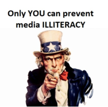 Uncle Sam pointing at screen with words “only you can present digital illiteracy