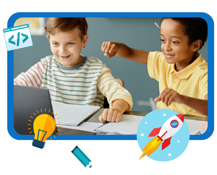 Female teacher in business suit holding tablet used for AI curriculum and looking at camera and smiling