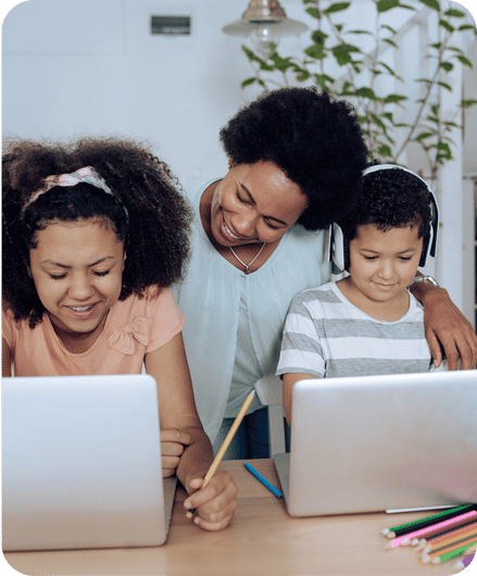 Female teacher in business suit holding tablet used for AI curriculum and looking at camera and smiling